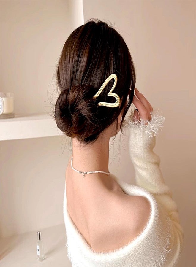 Snmzlc French hair pins for women 2pcs,Suitable for Braids, Buns and Updos with No Hair Damage,Metal U-shaped Pin Great Hold,Suitable for fine & thick hair US292. (5.15 inches Heart U-shaped) - Image 5